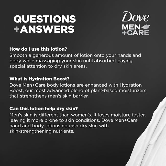 Dove Hand & Body Lotion, Men+Care Variety Pack – Rough Dry Skin Comfort with Shea Butter, Sensitive Skin Comfort with Aloe Vera, Everyday Skin Comfort with Jojoba Oil, 13.5 Oz Ea (3 Piece Set)