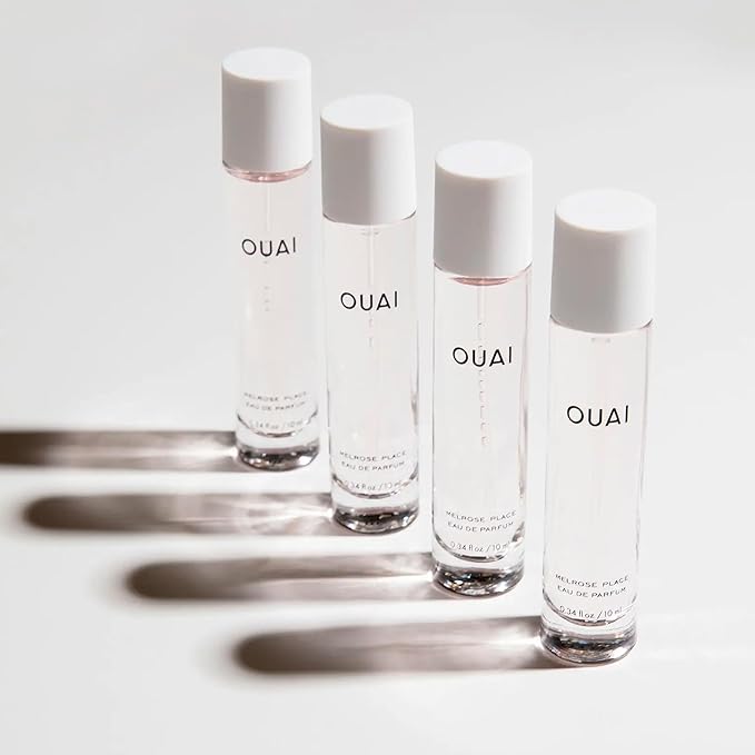 OUAI Melrose Place Eau de Parfum Travel Size - Elegant Womens Perfume for Everyday Wear - Fresh Floral Scent has Notes of Champagne, Bergamot & Rose with Delicate Hints of Cedarwood & Lychee (.34 Oz)