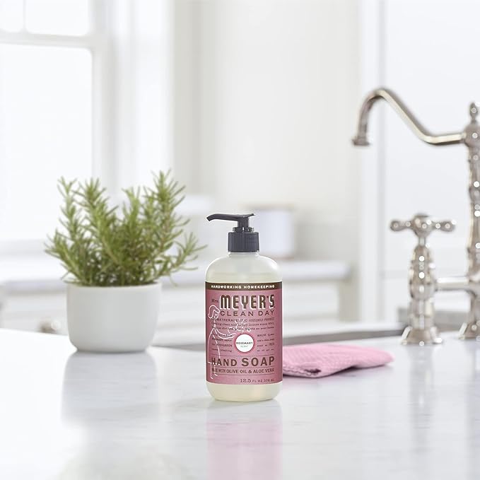 MRS. MEYER'S CLEAN DAY Hand Soap Scent Variety Pack Includes 1 of Each, Rosemary + Basil + Geranium + Honeysuckle + Lavender + Lemon Verbena, (Count of 6)