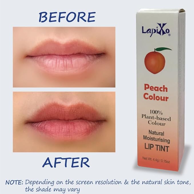 100% Plant-based Color, Unique Natural Moisturizing Lip Tint, 2-in-1 | Non-Toxic, All Food Ingredients, Antioxidant-rich Superfoods, Natural Matte Sheer, Buildable, 4.4g/0.15oz (Peach color)