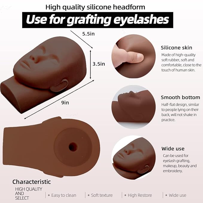 Lash Extension Kit Professional Eyelash Grafting Training Tools Mannequin Head USB Fan Lash Shampoo 0.07D Curl Mix 8-15mm Glue Practice Eyelash Strips Lash Mapping,Exercise Set for Beginner