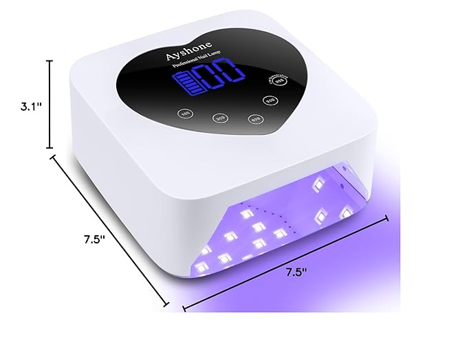 Cordless UV LED Nail Lamp,72W Rechargeable Nail Dryer Gel Polish Light with Large LCD Display,Rechargeable Nail Curing Lamp for Salon & Home (White)