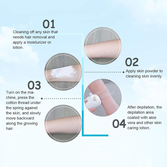 Threading Hair Removal, Facial Hair Remover Electric Face Eyebrow Threading Epilator USB Charging Cotton Thread Depilation Machine Device for Women Girls Ladies ()