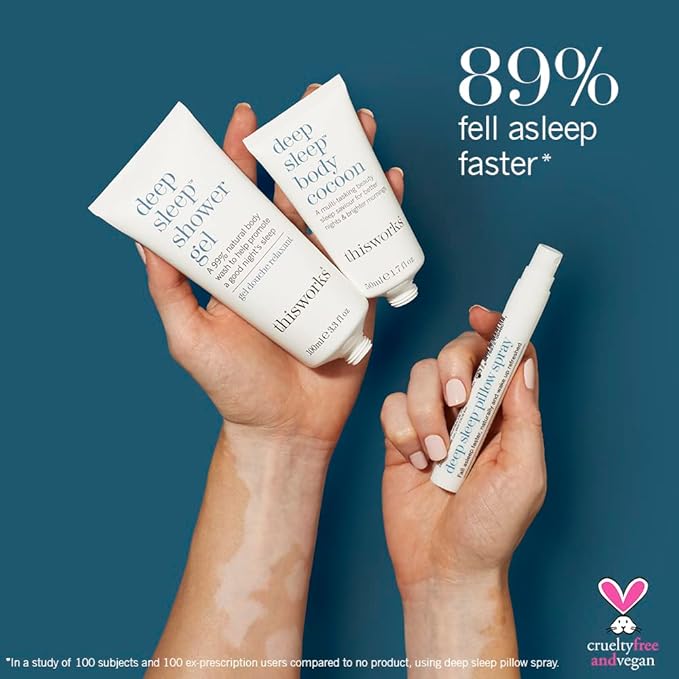 thisworks Sleep Retreat Box Gift Set: Deep Sleep Pillow Spray, Body Moisturizer and Shower Gel. Travel set to Promote Sleep with Lavender, Camomile and Vetivert