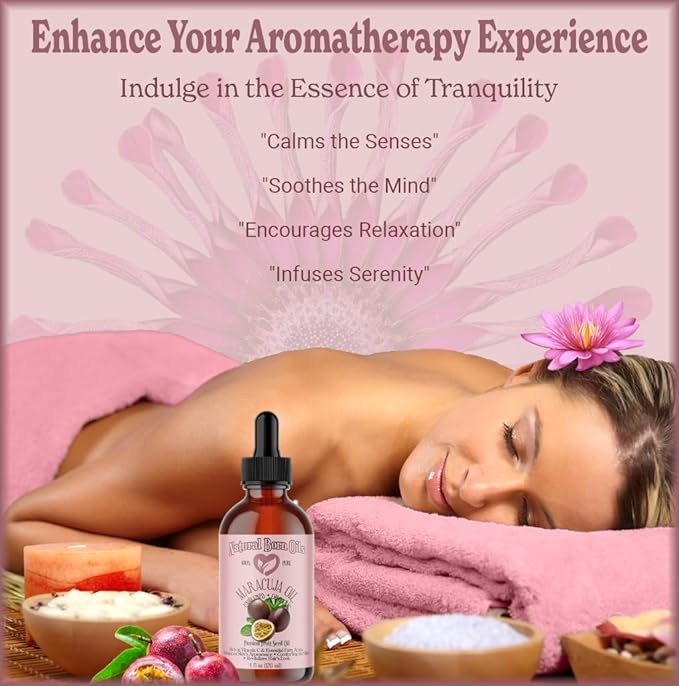 Natural Born Oils 4oz Maracuja (Passion Fruit Seed) Oil, 100% Pure and Natural, Organic, Cold-pressed, Unrefined, Rejuvenating, Includes Pump & Dropper