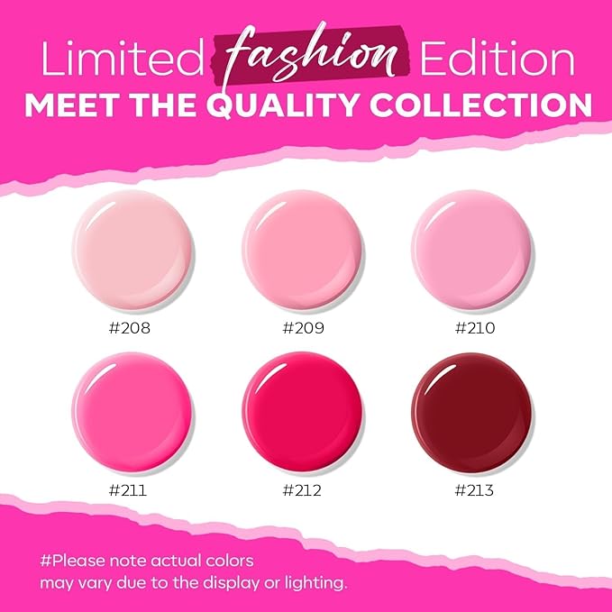 modelones Pink Nail Polish 6 Colors Hot Pink Tones Neon Shades Magenta Light Soft to Dark 2025 Spring Summer Nail Art Design for Women Girl Nail Lovers Valentine's Day Gift Salon DIY Manicure Kit