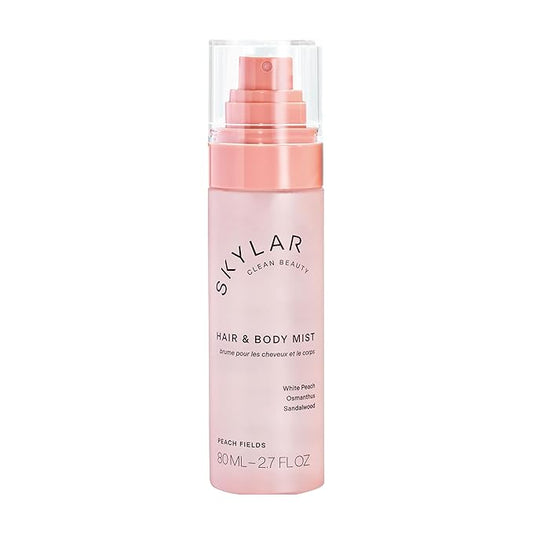 Skylar Peach Fields Hair & Body Mist | Hypoallergenic & Clean Fragrance | Vegan, Cruelty Free, and Safe For Sensitive Skin | 80 ML, 2.7 Fl Oz
