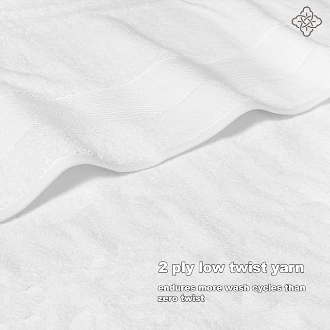 BIOWEAVES 100% Organic Cotton 700 GSM Plush Bath Towels 30" x 58" GOTS Certified - White, Pack of 2