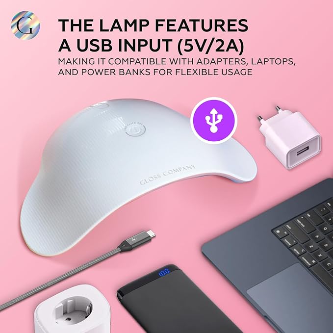 Gloss UV LED Nail Lamp 2 | USB Charging Nail Dryer 46W for Nail Polish, LED Light 23pcs lamp Beads and Automatic Sensor, Professional UV Nail Lamp for Nail Art Tools Accessories