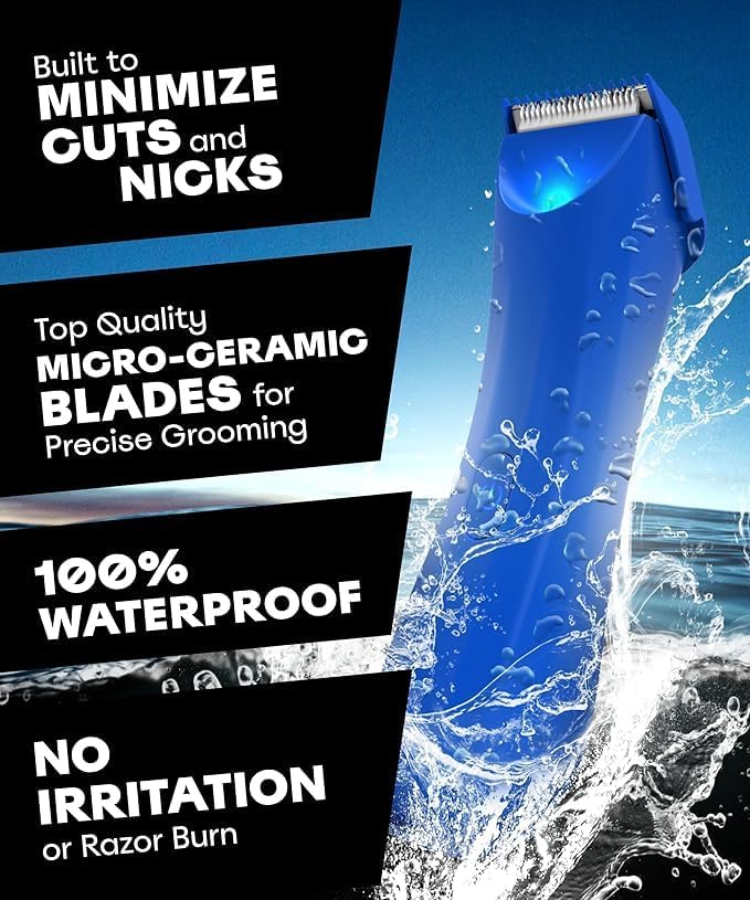 BALLS V3 The Archibald - Body & Pubic Hair Trimmer for Men - No Cuts, Sacksafe Guard, 100% Waterproof, Cordless - Wet/Dry with Replaceable Ceramic Blades Archibald Trimmer