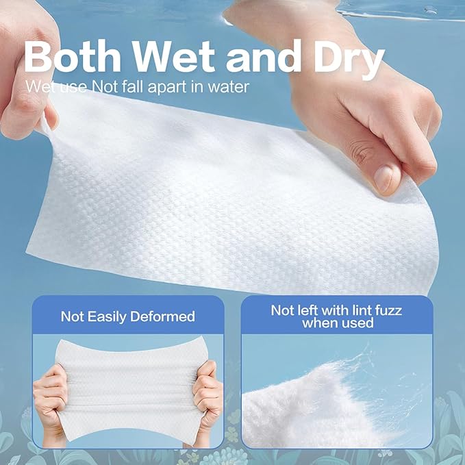 Face Towels Disposable Clean Face Towels, Cotton Makeup Remover Face Wipes, Disposable Large Facial Towels, Facial Cleansing Wipes for Sensitive Skin, Travel Hotel Essentials 50 Count (1 Pack)