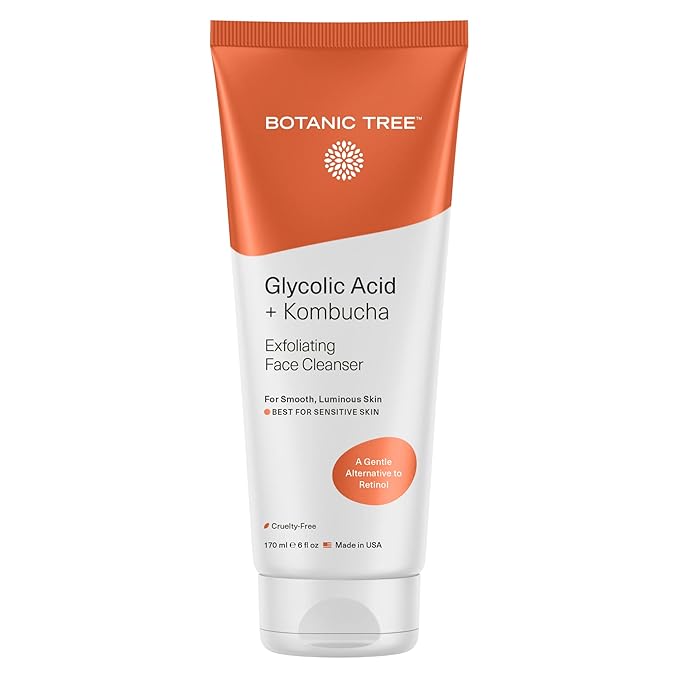 Botanic Tree Kombucha & Glycolic Acid exfoliating face wash for Aging skin - Kombucha Lipofilling effects and skin healthy probiotics and antioxidants