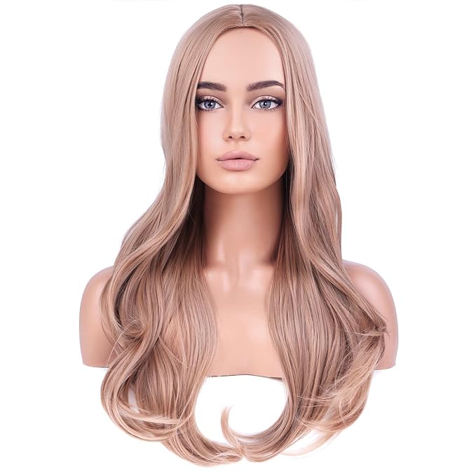 BERON Blonde Ginger Wigs Long Wavy Wig for Women Natural Curly Heat Resistant Synthetic Hair Wigs for Cosplay Party Daily or Use