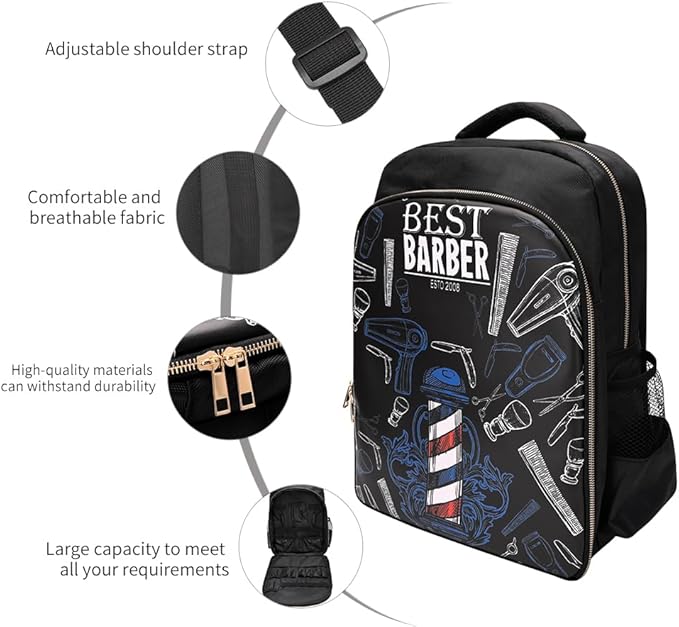 CGBARBER Barber Supplies Bag Organizer for Clippers and Supplies, Portable Hairstylist Clipper Backpack Travel Barber Shop Tools Bag