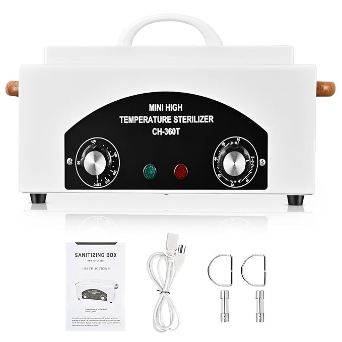 High Temperature Metal Tool Cleaning Box, 110V 300W 1.5L with Timer Manicure Pedicure SPA Salon Barber Equipment for Sundry Beauty Hair Nail Metal Tools with Handle