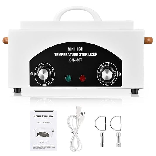 High Temperature Metal Tool Cleaning Box, 110V 300W 1.5L with Timer Manicure Pedicure SPA Salon Barber Equipment for Sundry Beauty Hair Nail Metal Tools with Handle