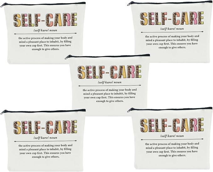 5 PCS Self Care Gifts Inspirational Gifts for Women Positive Affirmations Makeup Bag Motivational Gifts Encouragement Gifts for Women Female Sister Friend Christmas Cosmetic Bag Travel Toiletry Bag