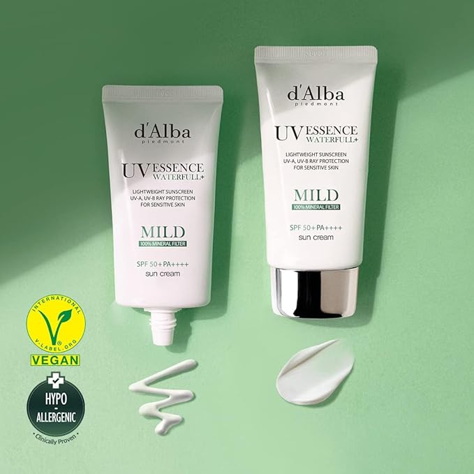 d'alba [ORIGINAL] MILD MINERAL SUNSCREEN SPF50+PA+++ Vegan, Chemical-Free for super sensitive and post-procedure skin, Non-Greasy, UVA/UVB protection (Pink, 50, Sun Protection Factor (SPF)) (Mild)