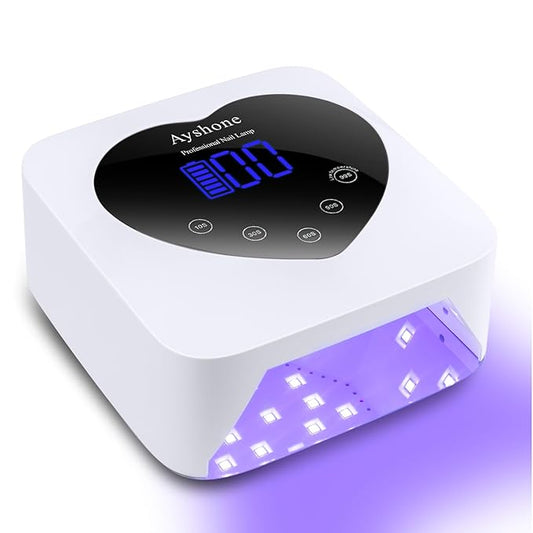 Cordless UV LED Nail Lamp,72W Rechargeable Nail Dryer Gel Polish Light with Large LCD Display,Rechargeable Nail Curing Lamp for Salon & Home (White)