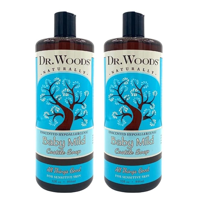 Dr. Woods Unscented Baby Mild Liquid Castile Soap, 32 Ounce (Pack of 2)