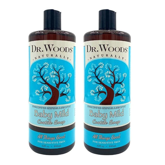 Dr. Woods Unscented Baby Mild Liquid Castile Soap, 32 Ounce (Pack of 2)
