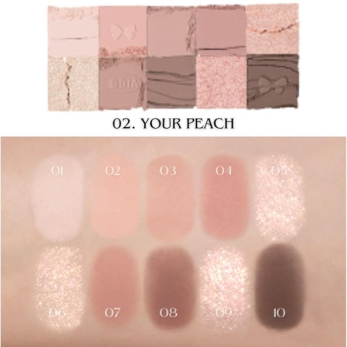 BBIA Essential Eye Palette - Buildable & Blendable Eyeshadow Palette Matte Finish & Gorgeous Shimmer Glitter Pearls Warm Cool Natural Shade Soft Shadow Colors Vegan Korean Makeup (02 YOUR PEACH)