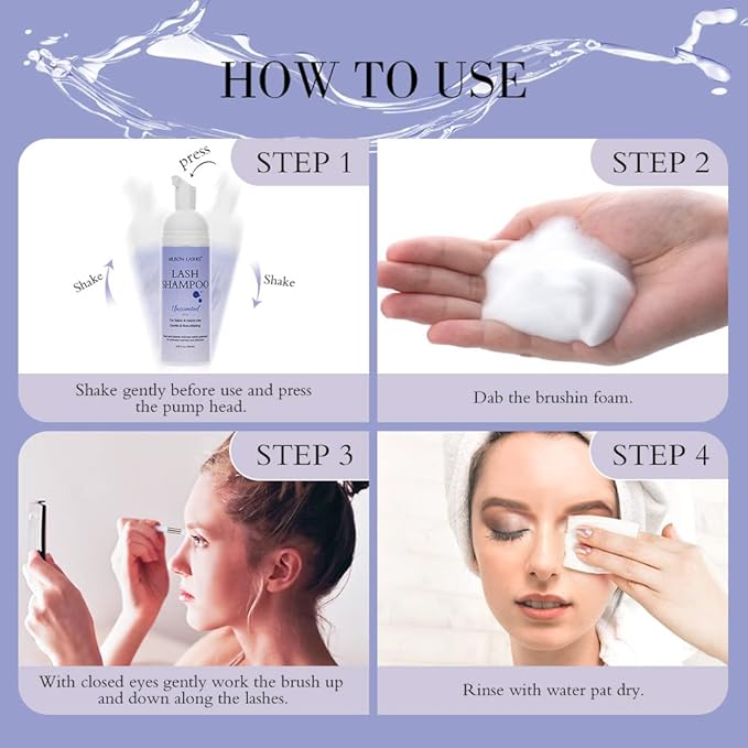 ARISON LASHES Lash Shampoo for Lash Extensions 150ml Fragrance Eyelash Extension Cleanser Natural Lash Extension Shampoo Safe Eyelid Foaming Cleanser Makeup Remover