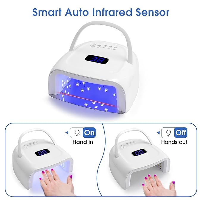 Professional Rechargeable UV LED Nail Lamp 60W UV Led Portable Cordless Nail Light for Nail Lamp Machine, 4 Timer Setting and Smart Sensor Nail Dryer, LCD Display