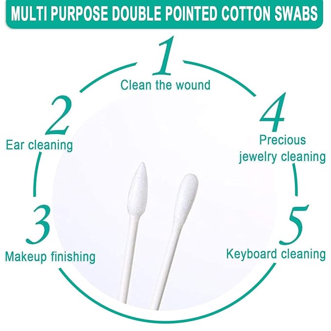500 pcs Cotton Swab Individually Wrapped, Individually Wrapped Double Tipped Cotton Swabs Paper Sticks Cotton Buds(White, Round/Pointed End)