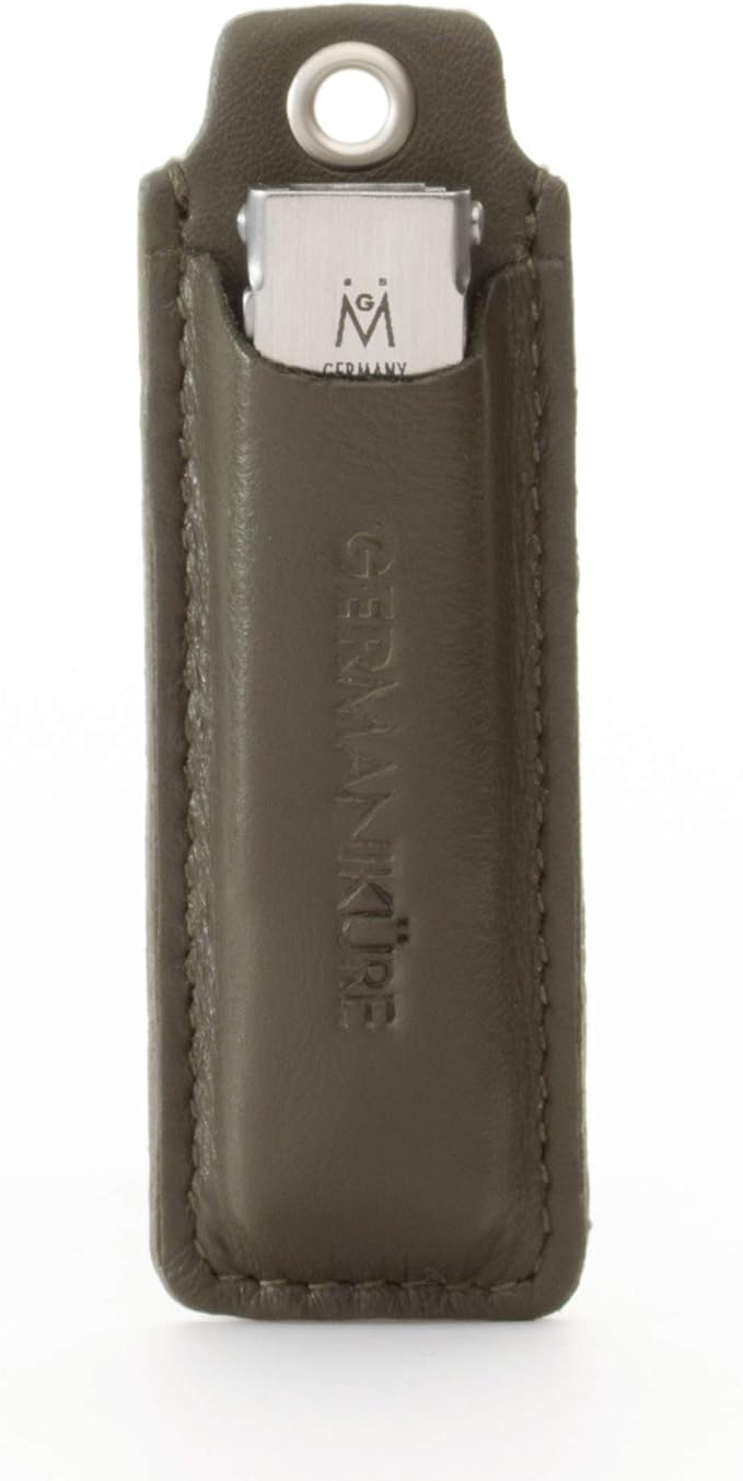 GERMANIKURE Pocket Nail Clipper Leather Keychain Case – Foldable All in one Nail Care Tool - Made in Germany of FINOX Stainless Steel – Travel Nail Clipper, Cleaner, File