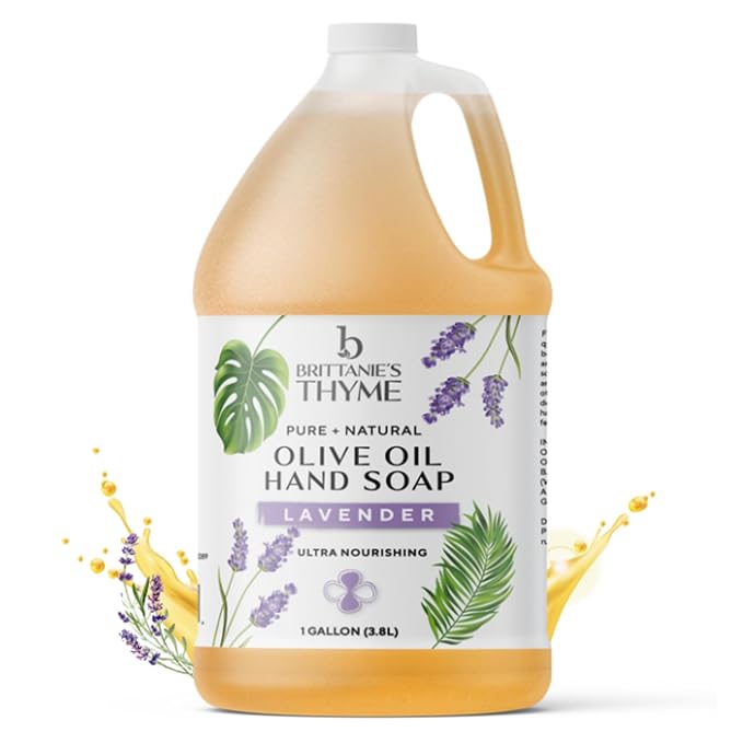 Brittanie's Pure Organic Castile Liquid Olive Oil Soap Refill, Lavender, 1 Gallon | Face, Body Wash, Dishes, Pets & Laundry | Vegan & Gluten Free Non-GMO
