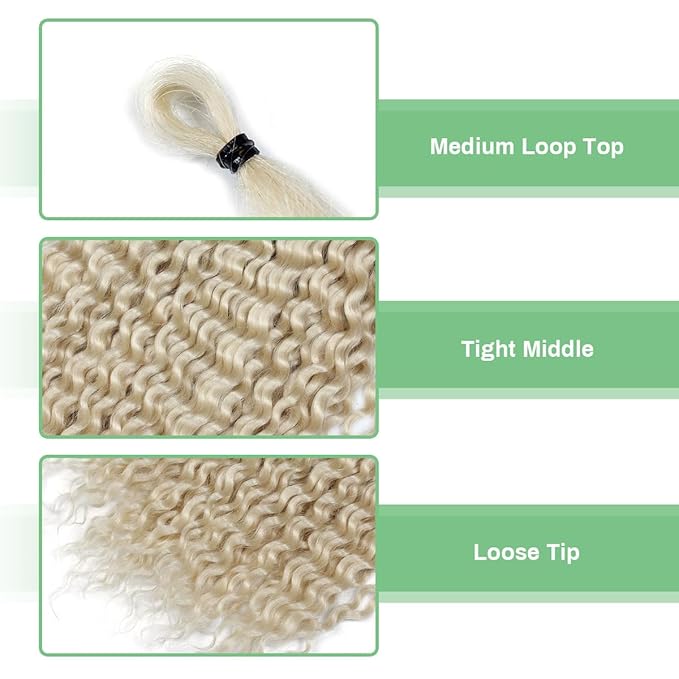 24 In 30 Strands Curly Dreadlock Extensions, 613 Blonde Synthetic Single Ended Dreads Extensions, 100% Handmade Dreads Hippie Style Dreadlocks for Woman