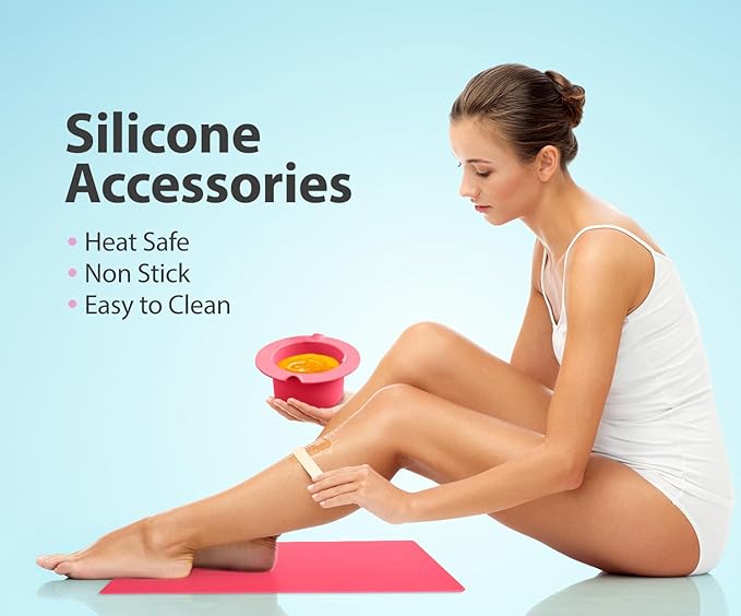 AZAM All-in-one At Home Waxing Kit for Hair removal,Wax pot Waxing Professiona+4 Pack Hard Beads+Silicone Bowl 2 Treatment Oils Wax Kit Accessories Warmer for Full Body