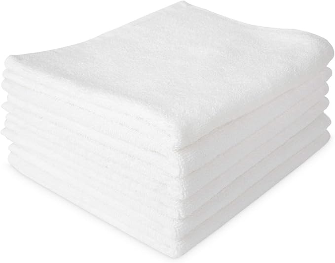 RosenSoft Oversized Wash Clothes-16x14 in Extra Large Wash Cloths for Body and Face, Hand Gym Spa- Fingertip Towels for Bathroom, Bath Towel Set (White, 6)