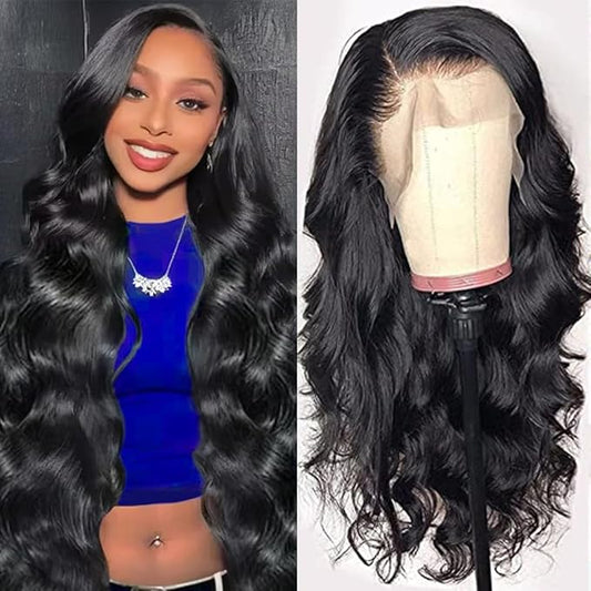 34 Inch Body Wave Lace Front Wigs Human Hair Wigs for Black Women 13x4 HD Transparent Lace Front Wigs Pre Plucked with Baby Hair 180% Density Glueless Wigs Human Hair Natural Black