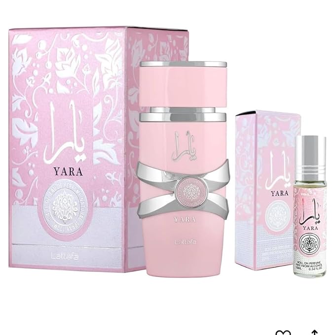 Lattafa Yara 2-piece Fragrance Bundle for Women (3.4 Oz Eau de Parfum Spray + 0.34 Oz Concentrated Perfume Oil)