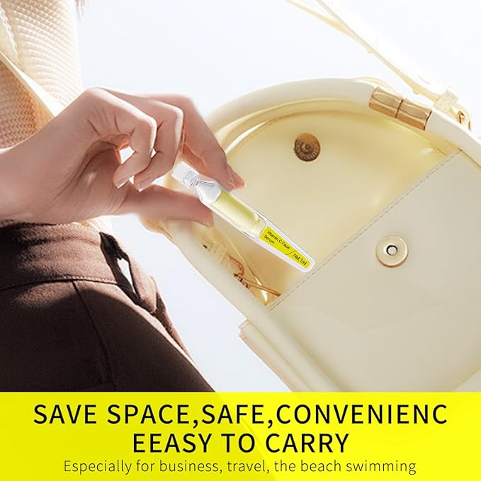 Vitamin C Face Serum with Glutathione, 4D Hyaluronic Acid, Organic Aloe Vera, Travel Size Ampoule, Brightening and Hydrating Serum, Dark Spot Remover, 30 Ampoules (1ml each)