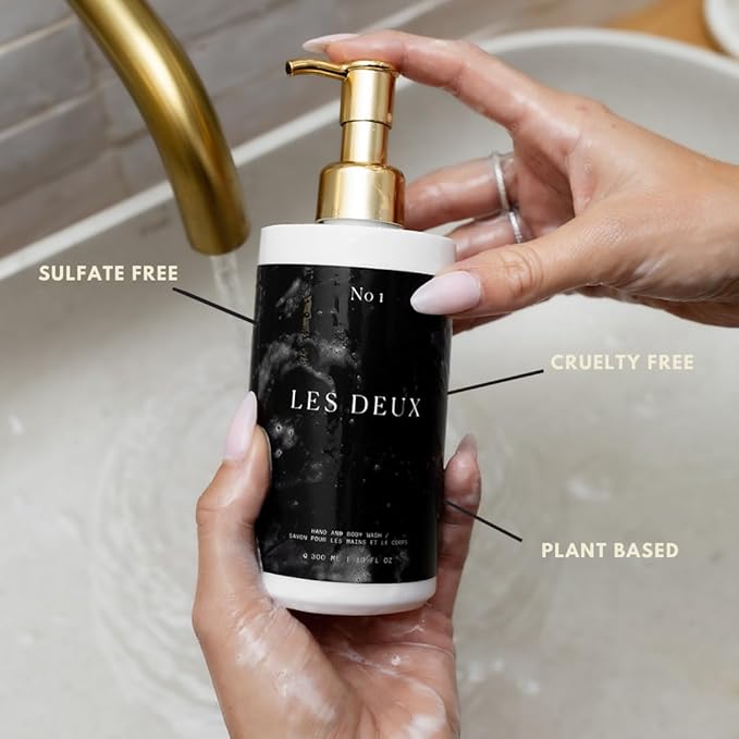 Les Deux Body Wash - Nourishing & Hydrating Natural Body Cleanser with Niacinamide, Probiotics, Rosehip & Marula Oils, No 1 - (Incense, Cedar, Rosewood). Sulfate Free body wash