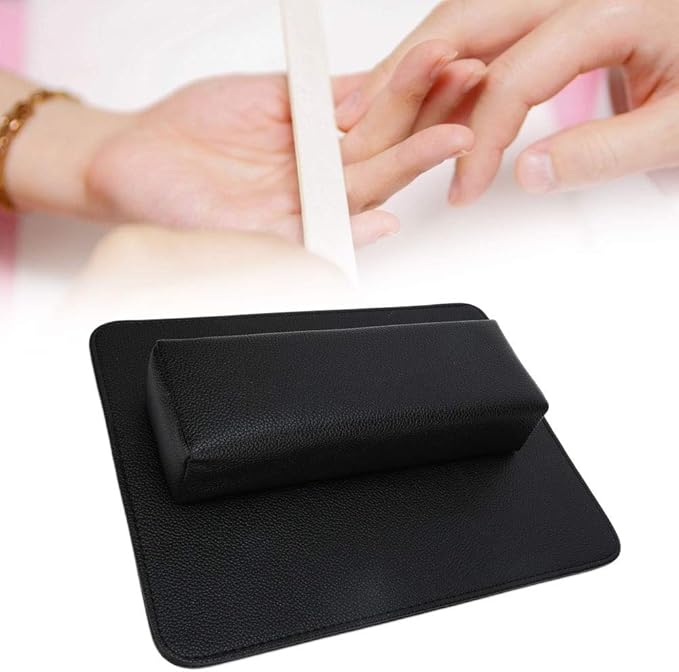 Nail Pillow,Durable Soft Washable Nail Art Hand Pillow Arm Rest Holder Cushion Mat Set Manicure Tool for Beauty Salon (Black)