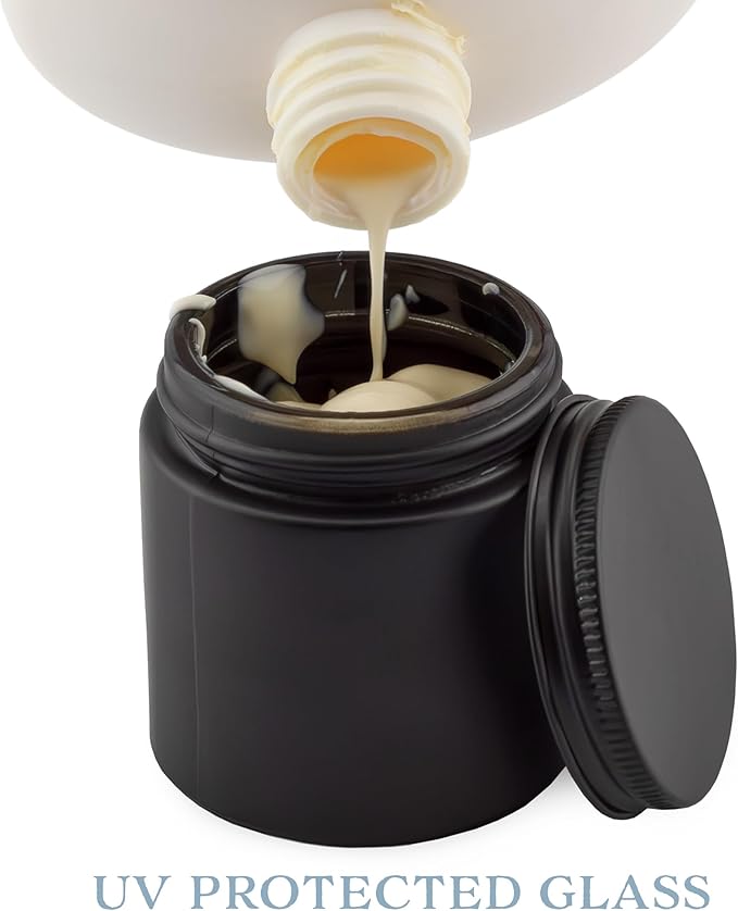 Cornucopia 4oz Black Coated Glass Jars (12-Pack); Cosmetic Jars with Black Metal Lids and Black Matte Exterior, 4-Ounce