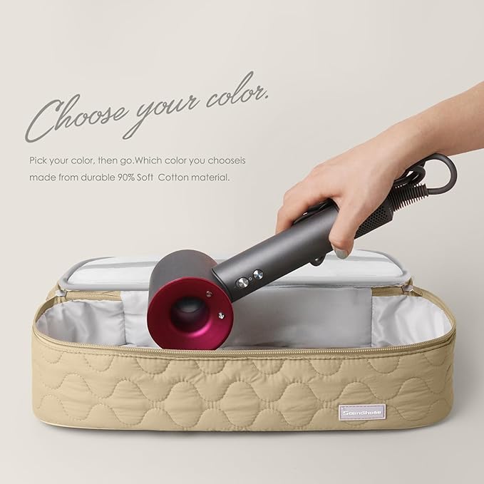 Dual Layer Travel Carrying Case, Quilted Shark Flexstyle Carrying Case for Revlon One-Step Hair Dryer/Hot Tool/Styler/Stylist, Compatible with Shark FlexStyle Attachments (Bag Only) Khaki