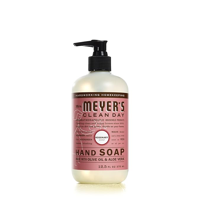 MRS. MEYER'S CLEAN DAY Hand Soap, Made with Essential Oils, Biodegradable Formula, Rosemary, 12.5 fl. oz