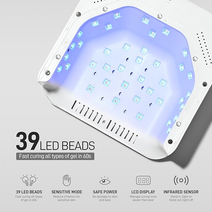 GAOY Cordless UV LED Nail Lamp for Gel Nails, Rechargeable UV Light, Professional Nail Dryer with 4 Timers, Automatic Sensor and Sensitive Mode for Fast Curing, White