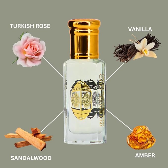 INTENSE OUD Vanilla Rose Long Lasting Arabian Perfume Oils for Women 12ML (0.40 OZ) Fragrance Oil with Turkish Rose, Creamy Vanilla & Musky Base - Concentrated Perfume Oil in Elegant Black Gift Box