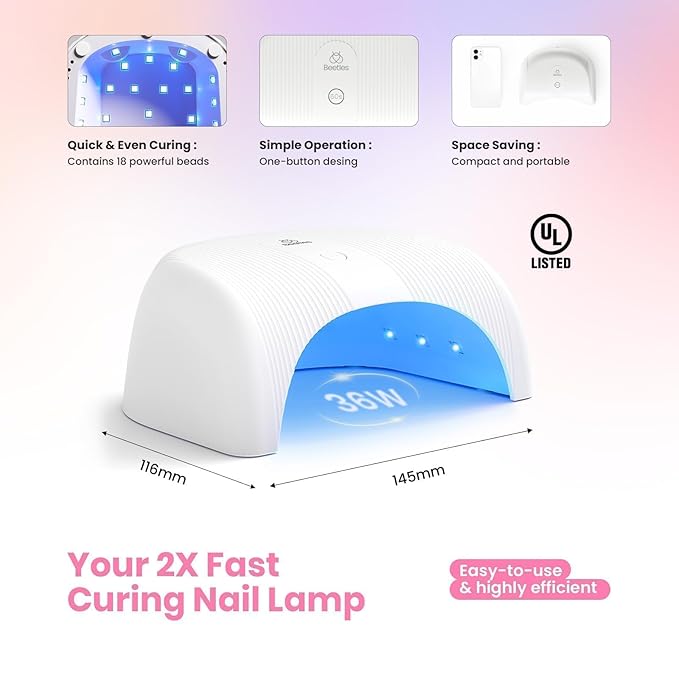 Beetles Gel Nail Polish Set With UV Light - 53Pcs Starter Kit, 32 Spring Colors, Pink Burgundy Red Glitter, Builder Blooming Gel, Manicure Kit Gifts for Women