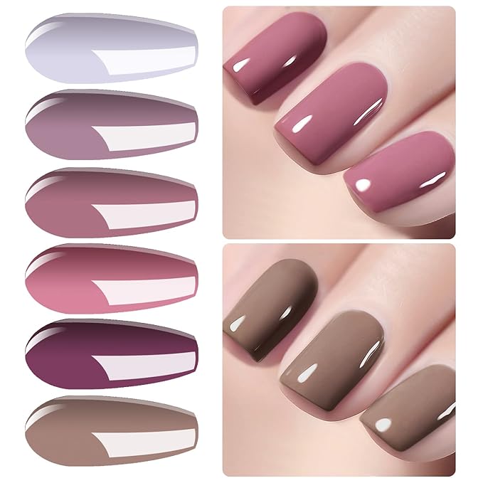 Vishine Gel Nail Polish Starter Kit with 48W SUNOne UV LED Nail Lamp Speed Dryer Manicure Tools 6 Pretty Colors Gel Polish Base and Top Coat #03