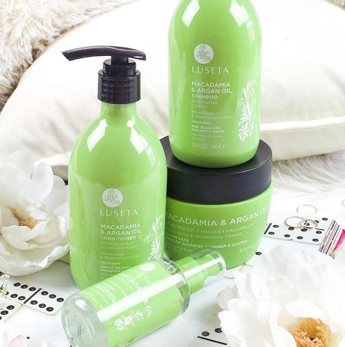 Luseta Macadamia & Argan Oil Shampoo & Conditioner Set, Rejuvenating & Moisturizing Hair, 2 x 16.9 Oz