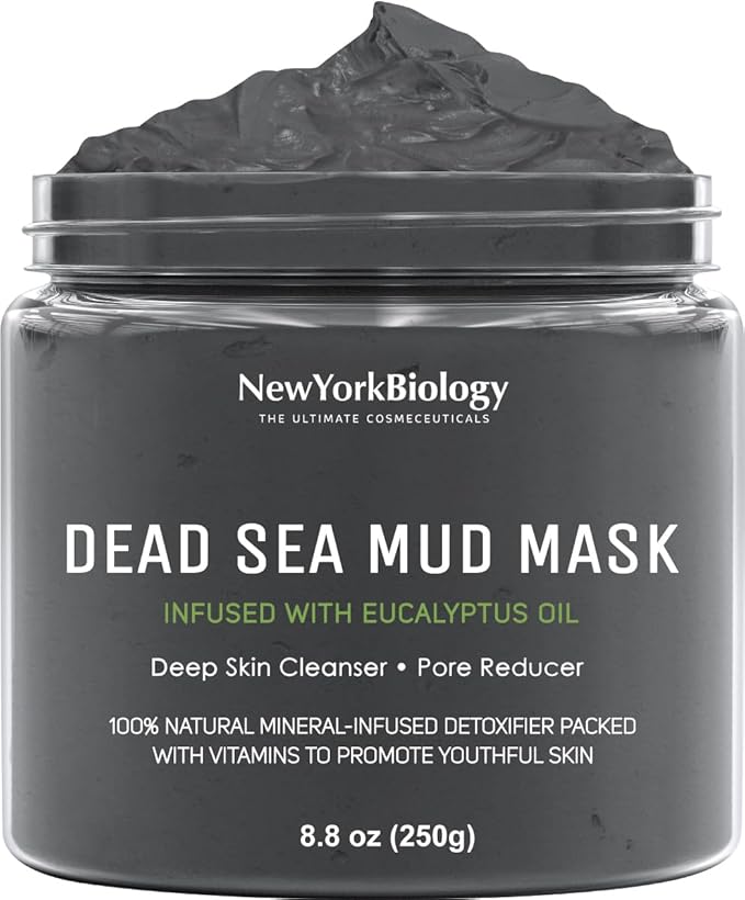 New York Biology Dead Sea Mud Mask for Face and Body Infused with Eucalyptus - Spa Quality Pore Reducer for Acne, Blackheads and Oily Skin - Tightens Skin for A Healthier Complexion - 8.8 oz