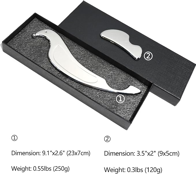 JWCASA Muscle Scraper Scar Tissue Massage Tools Foot, Neck, Knee, Leg Back Massager IASTM Tool for Physical Therapy & Plantar Fasciitis with 2 Pieces Set 6