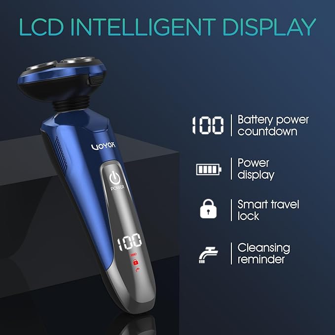 VOYOR Electric Razor for Men Cordless Shavers for Shaving with face sideburn Nose Ear Hair Rechargeable Wet Dry Waterproof TX410 New (New Version-Blue)